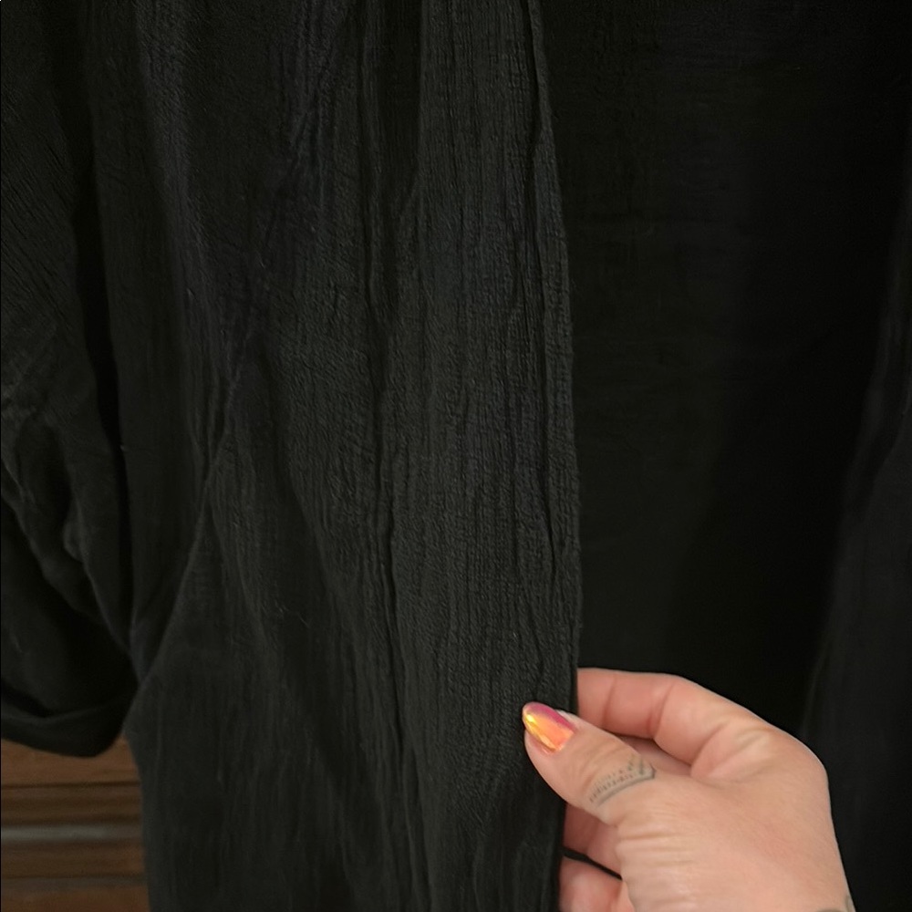 Meo Meli Black Cardigan with Draped Sleeves and Soft linen - Picture 3 of 5